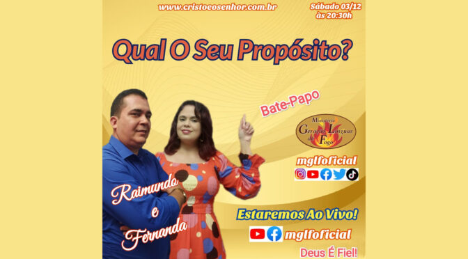 Qual o Seu Propósito? Bate-Papo Ao Vivo dia 03/12/2022